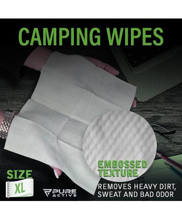 Biodegradable XL Body Wipes for Camping and Travel - 50 Count Pack | Personal Hygiene Shower Wipes for Body and Face - 12''x12'' | Ideal for Women, Men, Kids, and Elderly - Buy Online on GoSupps.com