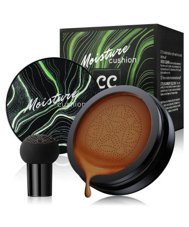 Mushroom Head Air Cushion CC Cream Foundation - Brightening & Moisturizing BB Cream Makeup Long Lasting Matte Concealer for All Skin Types Valentines Day Gifts for Her (Deep 3.21 Ounce (Pack of 1))