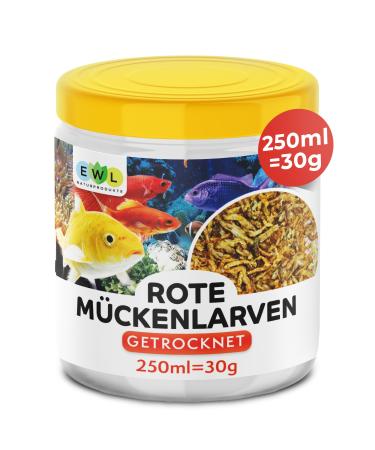 EWL natural products red mosquito larvae dried 250ml (30g) mosquito larvae fish feed fish feed aquarium tested quality of German provider EWL mosquito larvae 250 ml (1 Pack) - Buy Online on GoSupps.com