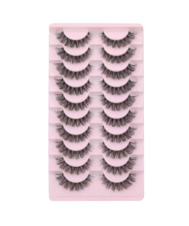 Wiwoseo 3D Cat Eye False Eyelashes - Natural Wispy Fluffy Russian Strips - 10 Pairs, 16MM Clear Band - Buy Online on GoSupps.com