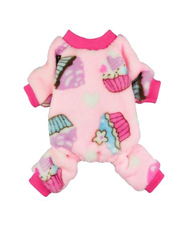 Fitwarm Sweet Cupcake Pet Clothes for Dog Pajamas PJS Coat Soft Velvet Pink Medium