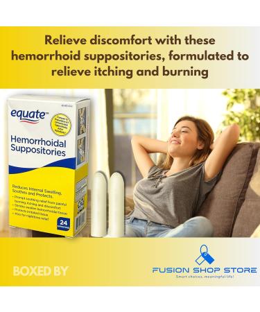 Hemorrhoidal Suppositories - 24 Count Relief from Day and Night Discomfort of Hemorrhoids (Pack of 1) Boxed by Fusion Shop Store - Buy Online on GoSupps.com