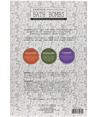 Essenza Premium Aromatherapy Bath Bombs - Lavender, Eucalyptus, Grapefruit (6 pk, 7.5 oz) - Buy Online on GoSupps.com