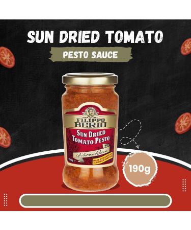 Filippo Berio Pesto Sauce Pick N Mix - Choose From Jar with 6 Flavours | Hot Chilli Classic Sun Dried-Tomato Tomato & Ricotta Vegan Basil Vegan-Sun Dried Tomato Pesto & Sauce - Pack of 5 x 190g - Buy Online on GoSupps.com
