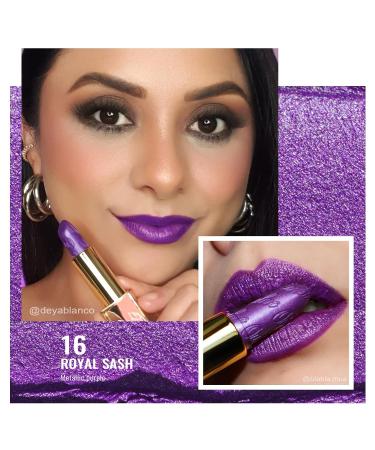 Oulac Metallic Gloss Lipstick - Long-Lasting Violet Glitter Creamy Vegan Formula 3D Shine 4.3g - Royal Sash Purple (16) - Buy Online on GoSupps.com