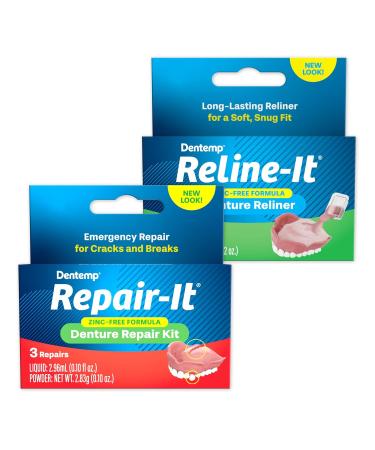 Dentemp Repair-it Denture Repair Kit & Reline-it Denture Reliner - Multi-Pack for Upper & Lower Dentures - Fix Broken & Loose Teeth - Buy Online on GoSupps.com