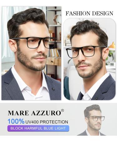MARE AZZURO Oversized Blue Light Blocking Reading Glasses for Men - 2.25 Strength Computer Readers in Black - Shop Internationally - Buy Online on GoSupps.com
