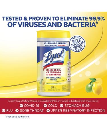 Lysol Disinfectant Wipes, Lemon Lime Scent, 80 Count - Pack of 2 | Antibacterial Cleaning for Multi-Surface Disinfection - Buy Online on GoSupps.com