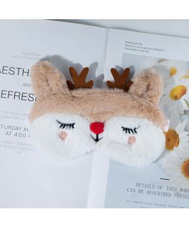 KiiMos Kids Eye Mask - Soft Plush Blindfold Cute Animal Cartoon Sleep Eye Cover for Girls, Teens, Women - Christmas Elk Design - Buy Online on GoSupps.com
