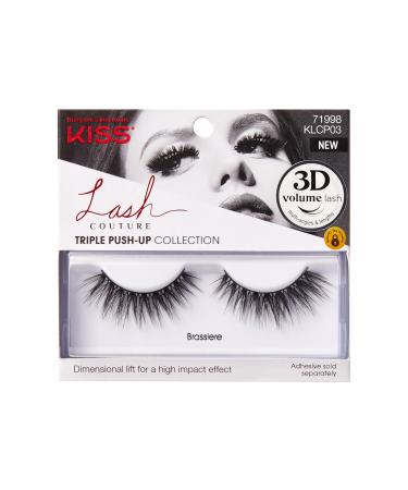 KISS Lash Couture Triple Push Up Collection 3D Volume False Eyelashes with Triple Design Technology Multi-Angles & Lengths Cruelty-Free Contact Lens Friendly and Reusable Style Brassiere 1 Pair