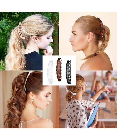 3pcs Banana Hair Clip Set - Vintage Female Hair Accessories in White, Black, Brown | Banana Barrettes for Girls with Thick Hair - Beauty Fashion Comb Tool - Buy Online on GoSupps.com