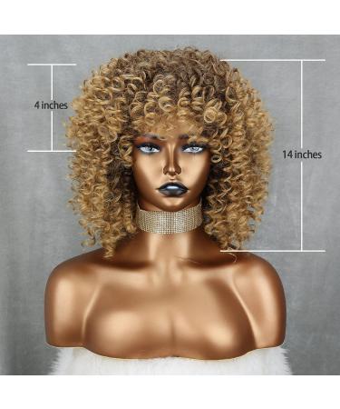 Xinran 14 Blonde Curly Afro Wig for Black Women - Brown to Blonde Mix - Synthetic 70s Kinky Afro Wig - Buy Online on GoSupps.com