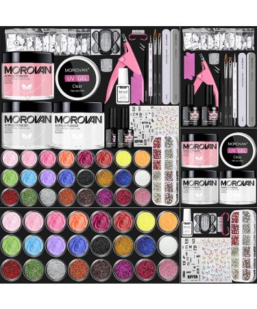 Morovan Acrylic Nail Kit - Acrylic Nail Powder Kit for Nails Set Professional Acrylic with Everything for Beginners Glitter Acrylic Nail Set DIY Nail Extension Starter Kit