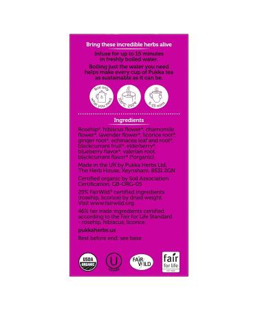 Pukka Organic Tea Bags Night Time Berry Herbal Tea with Chamomile Echinacea and Elderberry Perfect for Overnight Wellness 20 Count (Pack of 3) 60 Tea Bags - Buy Online on GoSupps.com