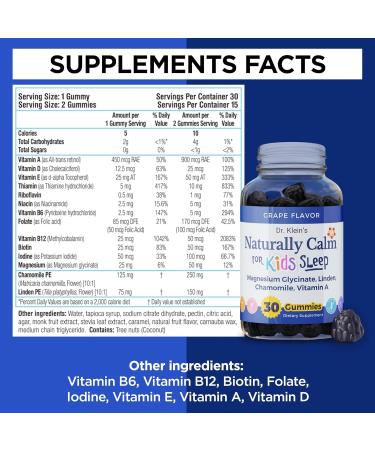 Calm Gummies for Kids with Magnesium Glycinate Chamomile & Linden Kids Multivitamin Gummies for Sleep Concentration Daily Wellness & Routine Balance Sugar-Free Grape Flavor 30 Count by Rhoziva 30 Count (Pack of 1) - Buy Online on GoSupps.com