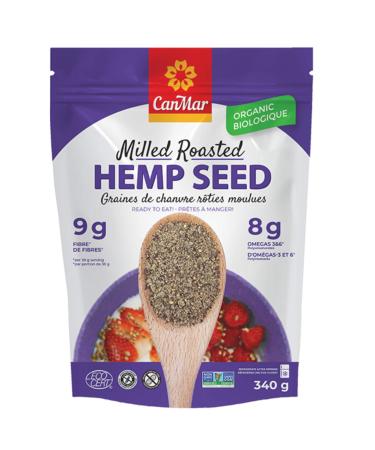 CanMar Organic Hemp Seed (12oz/340g) | Milled Roasted Hemp Seeds | Ready to Eat - Great Taste & Aroma | Ideal Plant Based Protein Source | Omega-3, Omega-6, GLA | Fiber, Gluten-Free, Nut-Free