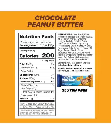 Pure Protein Chocolate Protein Shake & Bars High Protein Nutritious Snacks to Support Energy Low Sugar Gluten Free Chocolate Peanut Butter 1.76oz 12 Count (Packaging May Vary) - Buy Online on GoSupps.com