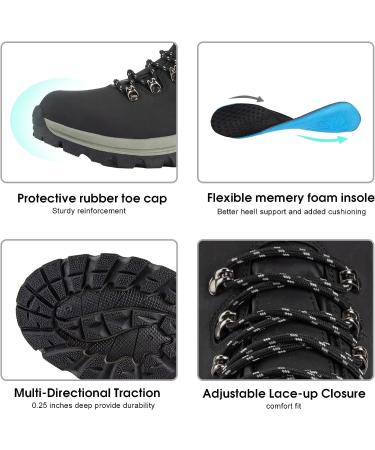 ZASEPY Men's Waterproof Hiking Boots - Lightweight, Non-Slip, Mid Top Ankle Boot for Outdoor Activities - Black (Size 8) - Buy Online on GoSupps.com
