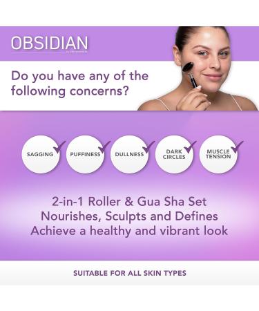 SPA SCIENCES Obsidian Roller & Gua Sha Set | Black Obsidian Stone Facial Contouring | Best Price & Fast International Shipping - Buy Online on GoSupps.com