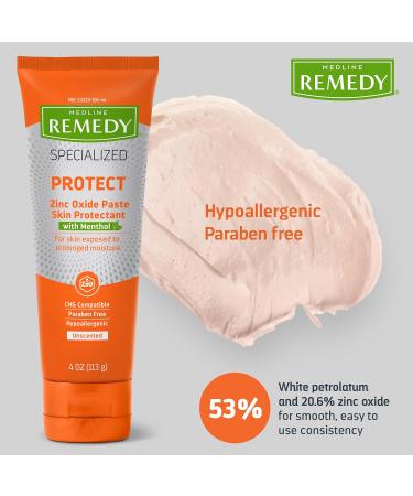Medline Remedy Zinc Oxide Paste with Menthol - Unscented Hypoallergenic 4 oz for Diaper Rash & Incontinence Care - Soothing Protection - Buy Online on GoSupps.com