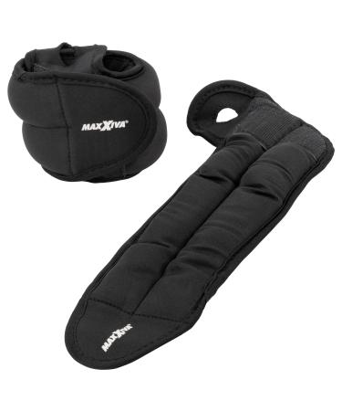 MAXXIVA HANDSCHETTS SET Black 2 x 2.0kg with Velcro fastener Iron sand filling running weights strength training fitness workout 4 kg