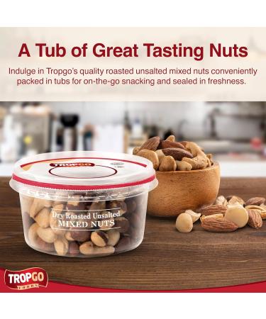 Tropgo Dry Roasted Unsalted Mixed Nuts 190g - Nuts in Resealable and Recyclable Tub - Wholesome Trail Mix with Fibre Protein and Essential Minerals - Healthy Snacks for All Ages - Buy Online on GoSupps.com