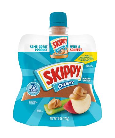 SKIPPY Squeeze Creamy Peanut Butter, 6 Ounce (Pack of 6) Flavor: Creamy