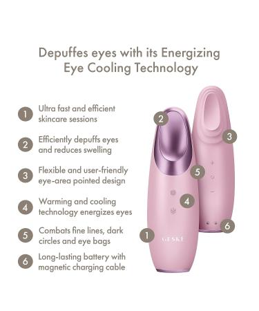 Geske SmartAppGuided Warm & Cool Eye Energizer | 6-in-1 Eye Massager for Dark Circles & Puffiness | Electrical Eye Massage Device in Pink - Shop Now! - Buy Online on GoSupps.com