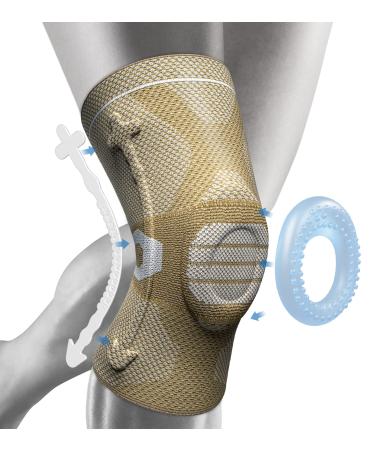 NEENCA Professional Knee Support Compression Knee Sleeve with Patella Gel Pad & Side Stabilizers Knee Support for Pain Relief Knee Brace for Running Workout Arthritis Joint Recovery S Upgraded Version - Skin