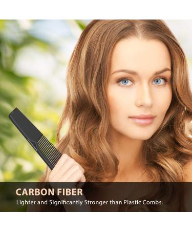 Bardeau Essentials Professional 7 Inch Styling Comb - Black Carbon Fiber, Anti Static, Chemical & Heat Resistant - Fine & Wide Tooth for All Hair Types - Men & Women - Single Pack - Buy Online on GoSupps.com
