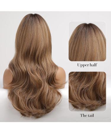 HAIRCUBE Ombre Brown Wig with Bangs | Long Wavy Synthetic Wig for Women - Buy Online on GoSupps.com