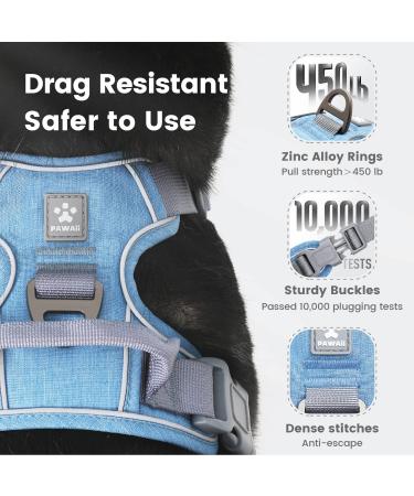Shop Pawaii XS Dog Harness for Small Dogs - Anti-Pull Adjustable & Breathable | Denim Blue - Buy Online on GoSupps.com