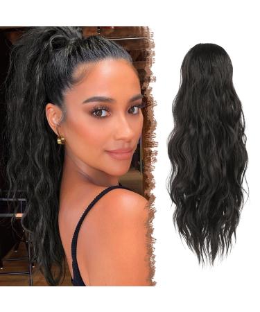 Fine brown ponytail hair part with cord 45 cm waves braid ponytail extension darkest brown hair extension synthetic long wavy hair extension ponytail for women women - Buy Online on GoSupps.com