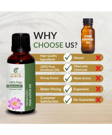 Sheer Essence Pink Lotus Essential Oil - Nelumbo Nucifera 100% Pure and Natural Therapeutic Grade Fragrance Oil 5 ML to 1000 ML (30 ML) - Buy Online on GoSupps.com