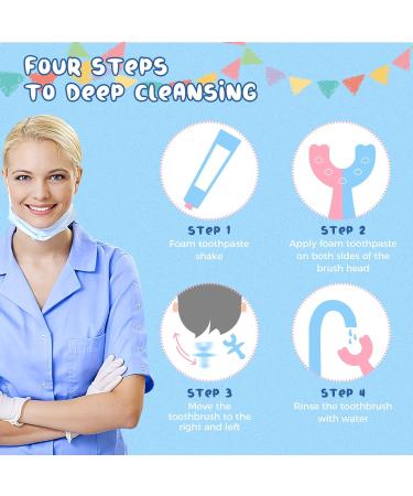 YOGINGO 2 Pack U Shaped Kids Toothbrushes | Food Grade Silicone | 360 Oral Cleaning | Cover Case | Toddler Age 2-6 - Buy Online on GoSupps.com