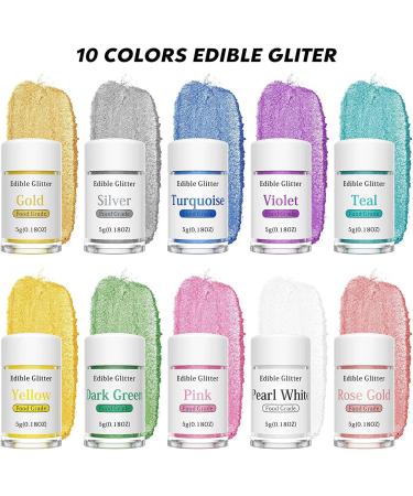 Edible Glitter 10 Colors Edible Glitter Set Nomeca 5 Gram Edible Glitter Lust Dust for Cakes Drinks & Beverages Food Grade Shimmer Powder for Baking Strawberries Cupcakes Cake Pops Vegan Gluten Nut Free(5g/Bottle) (L) - Buy Online on GoSupps.com