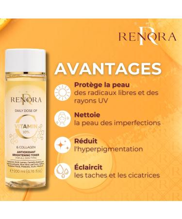  CMC R RENORA RENORA Antioxidant Brightening Toner with Vitamin C Collagen Hyaluronic Acid Centella Asiatica Aloe Vera Caffeine and Probiotics Revitalizing Cocktail Brightens Spots and - Buy Online on GoSupps.com