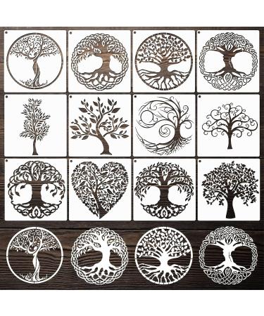 Tree of Life Stencil Set - 12pcs 5.9in Tree Stencils for Painting on Wood, Airbrush, Canvas - DIY Art and Decorations - Buy Online on GoSupps.com