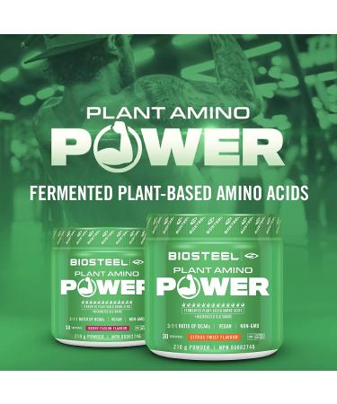 BioSteel Plant-Amino Power BCAA Powder - Non-GMO Fermented Plant-Based Amino Acids - Citrus Twist Flavor - 30 Servings - Buy Online on GoSupps.com