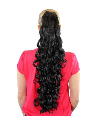 Hairpiece braid black approx. 70cm full curls butterfly clip extension JL-3112-1B