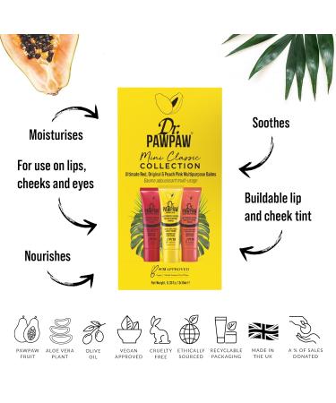 Dr. PAWPAW Multi Classic Collection - Fragrance-Free Balm for Lips, Skin, Hair, Cuticles, Nails - 10mL Mini Pack - Buy Online on GoSupps.com