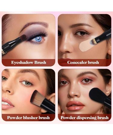 PATKAW 4 in 1 Makeup Brush Set Travel Double Ended Foundation Powder Makeup Brush Eyeshadow Face Concealer Brush for Blending Liquid Sunscreen Blush or Powder Cosmetics - Buy Online on GoSupps.com