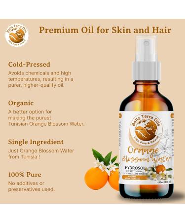 Bella Terra Oils - Organic Neroli Water 8 oz - A Gem of Hydrosol Waters Infused with Limonene & Linalool Revel in the Magic of Orange Blossom Toner 8 Fl Oz (Pack of 1) - Buy Online on GoSupps.com