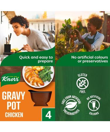Knorr Chicken Gravy Pot Bundle of 8 x 28g Pots - Gluten Free Gravy Gently Cooked for Homemade Taste Ideal for White Meat Dishes - Buy Online on GoSupps.com