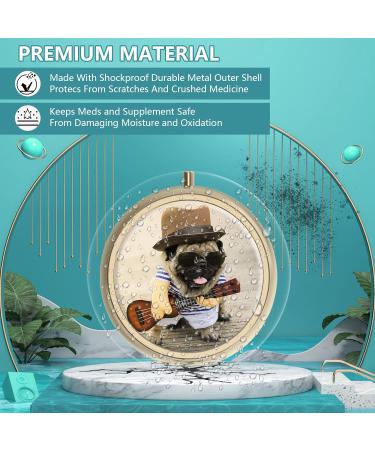 Shop Retro Small Pill Can Box with Mirror - 3 Compartments for Vitamins & Supplements | Y-9 Cute Dog Design - Buy Online on GoSupps.com