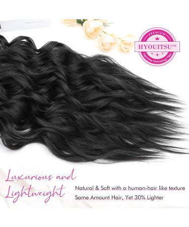 Reecho Clip In Hair Extensions - 4PC Thick 60cm Invisible Tip Black Beach Waves - Natural Soft Hair Parts - Buy Online on GoSupps.com