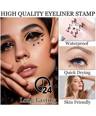 6PCS Black Liquid Eyeliner Stamp Set - Long Lasting Waterproof Smudgeproof Double Headed Pen with Various Stamp Shapes for Women - Buy Online on GoSupps.com
