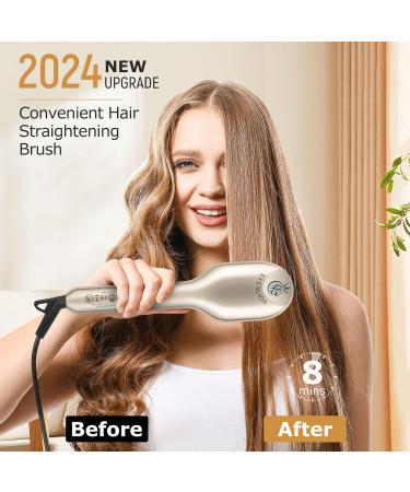Hair Straightener Brush - Ceramic Ionic Comb | Fast Heat Dual Voltage 4 Temps Anti-Scald | Perfect for Natural Hairstyles - Buy Online on GoSupps.com