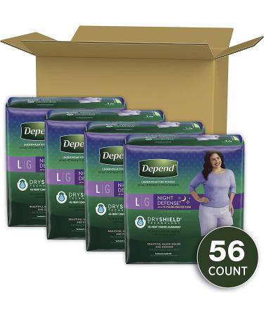 Depend Night Defense Women's Incontinence Underwear, Overnight, Large, 56 Count - (Pack of 4) | Blush, Disposable, Absorbent - Buy Online on GoSupps.com