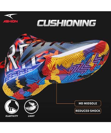 ASHION Men's High Top Basketball Shoes - Lightweight & Breathable Sneakers - Size 10.5 V-Multicoloured - Buy Online on GoSupps.com